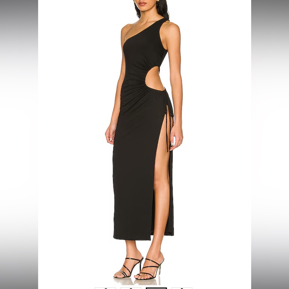 Elegant Black One-Shoulder Cutout Dress
